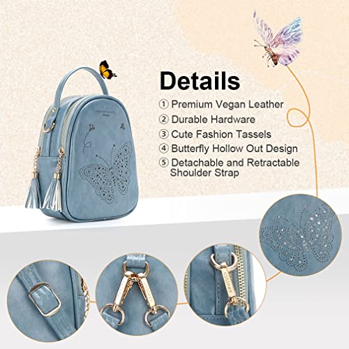 APHISON Girls Backpack Mini Backpack Purse for Women Teenage Girls Purse PU Leather Cute Kids Backpack S-BUTTERFLY-BLUE