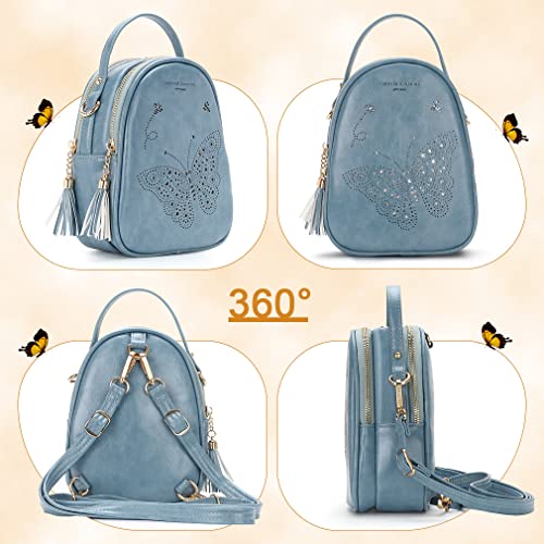 APHISON Girls Backpack Mini Backpack Purse for Women Teenage Girls Purse PU Leather Cute Kids Backpack S-BUTTERFLY-BLUE