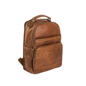 chesterfield brand college backpack austin genuine leather laptop backpack | campus backpack for college, teacher and business, daypack in cognac | with notebook compartment