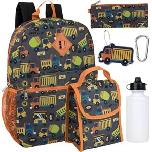 trail maker boy’s 6 in 1 backpack with lunch bag, pencil case, and accessories