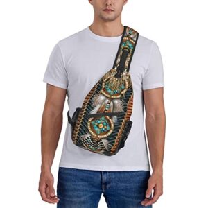 Indian Native American Sling Backpack,Casual Crossbody Backpack Sling Bag Chest Daypack for Men Women Sport Hiking Gym