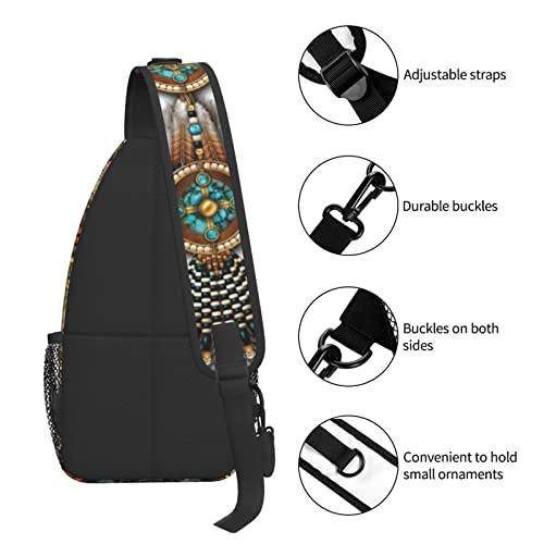 Indian Native American Sling Backpack,Casual Crossbody Backpack Sling Bag Chest Daypack for Men Women Sport Hiking Gym