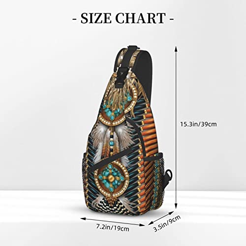 Indian Native American Sling Backpack,Casual Crossbody Backpack Sling Bag Chest Daypack for Men Women Sport Hiking Gym