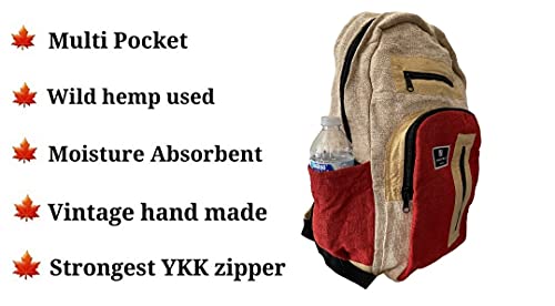 Zillion Craft Classic Back Pack from Himalayan core Hemp Fiber. Best fit for School College and Outdoor Activities with Comfort and Style.Hand Made Hemp Backpack with Unisex Design