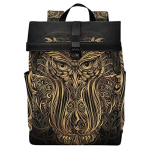 alaza hand drawn boho totemic mascot owl large laptop backpack purse for women men waterproof anti theft roll top backpack, 13 – 17.3 inch