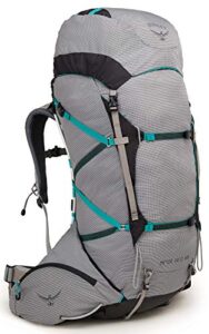 osprey ariel pro 65 women’s backpacking backpack, voyager grey, x-small
