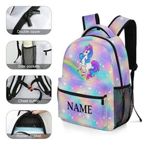 Custom Galaxy Rainbow Unicorn Backpack Personalized Name Text Backpack Daypacks Customized BookBags School Bag for Student Boys Girls