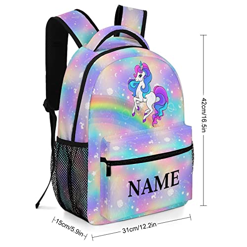 Custom Galaxy Rainbow Unicorn Backpack Personalized Name Text Backpack Daypacks Customized BookBags School Bag for Student Boys Girls