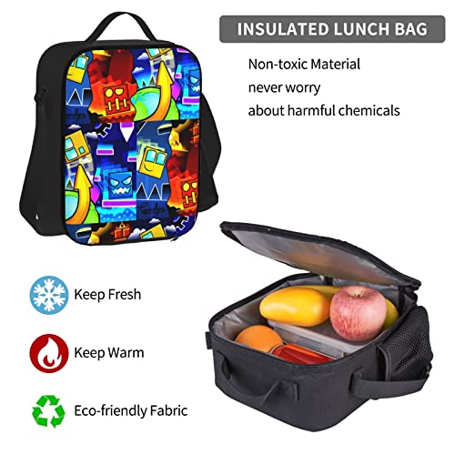 Geometry Dash Backpack Teen Bookbag Travel Daypack Boys Girls Lunch Bag Pencil Case Three-Piece Suit