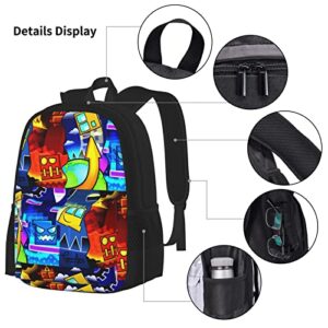 Geometry Dash Backpack Teen Bookbag Travel Daypack Boys Girls Lunch Bag Pencil Case Three-Piece Suit