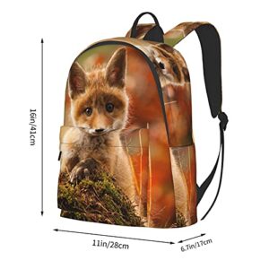 FeHuew 16 inch backpack Cute Fox Laptop Backpack Full Print School Bookbag Shoulder Bag for Travel Daypack