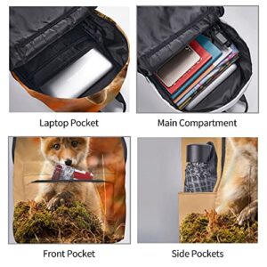 FeHuew 16 inch backpack Cute Fox Laptop Backpack Full Print School Bookbag Shoulder Bag for Travel Daypack