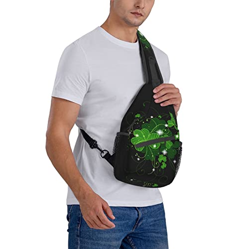 Gelxicu Cute St. Patrick's Day Sling Backpack Fashion Shamrock Crossbody Shoulder Bag Travel Hiking Chest Bag Daypack