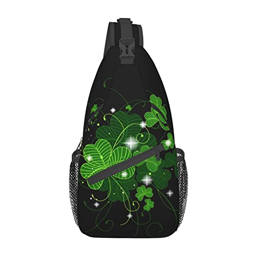 Gelxicu Cute St. Patrick's Day Sling Backpack Fashion Shamrock Crossbody Shoulder Bag Travel Hiking Chest Bag Daypack