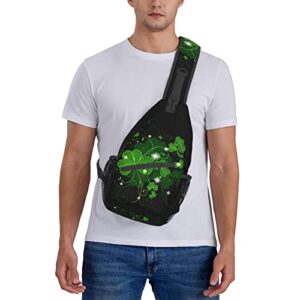 Gelxicu Cute St. Patrick's Day Sling Backpack Fashion Shamrock Crossbody Shoulder Bag Travel Hiking Chest Bag Daypack