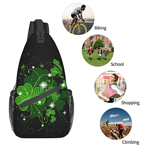 Gelxicu Cute St. Patrick's Day Sling Backpack Fashion Shamrock Crossbody Shoulder Bag Travel Hiking Chest Bag Daypack