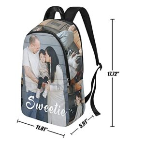 JOYBUY Custom Photo Backpack Personalized Schoolbag, Customized Your Own PictureNameTextLogo Waterproof Casual Backpack Travel Knapsack School Backpack, Black, 11.81 x 5.51 x 17.72 inch