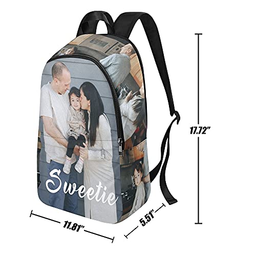 JOYBUY Custom Photo Backpack Personalized Schoolbag, Customized Your Own PictureNameTextLogo Waterproof Casual Backpack Travel Knapsack School Backpack, Black, 11.81 x 5.51 x 17.72 inch