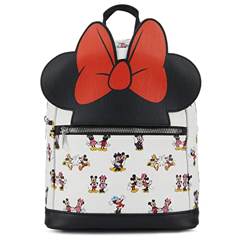 Disney Minnie Mouse Allover Backpack - Girls, Boys, Teens, Adults - Officially Licensed Minnie Mouse 10 Inch Allover Faux Leather Mini Backpack