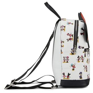 Disney Minnie Mouse Allover Backpack - Girls, Boys, Teens, Adults - Officially Licensed Minnie Mouse 10 Inch Allover Faux Leather Mini Backpack