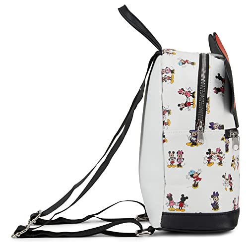 Disney Minnie Mouse Allover Backpack - Girls, Boys, Teens, Adults - Officially Licensed Minnie Mouse 10 Inch Allover Faux Leather Mini Backpack