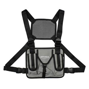mosstyus chest front bag reflective vest radio harness adjustable chest rig bag pocket pack holster for two way radio