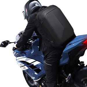 Hard Turtle Shell Motorcycle Backpack Men- Black Large Waterpfoof bagpacks For Racing,Riding,Gaming Hard Laptop bookbags 17 inch With USB Charging Port