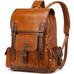 women’s fashion designer backpack,vegan leather backpacks for work travel college,unisex shoulder daypack (brown-2218)