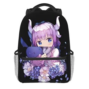 anime miss kobayashi’s dragon maid kanna kamui laptop backpack boy girl casual bag travel daypack bookbags