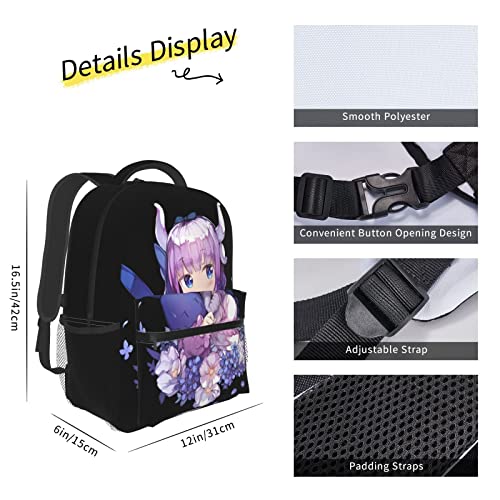 Anime Miss Kobayashi'S Dragon Maid Kanna Kamui Laptop Backpack Boy Girl Casual Bag Travel Daypack Bookbags