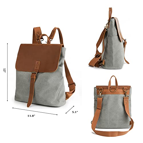 Womleys Vintage Canvas Backpack for Women Girls, Travel Backpack Casual Shopping Hiking Daypack Student Bookpack Rucksack (Beige)