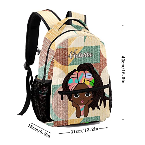 Liveweike African Tribal Afro Girl Personalized Kids Backpack with Name Teen Girl Boy Primary School Travel Bag