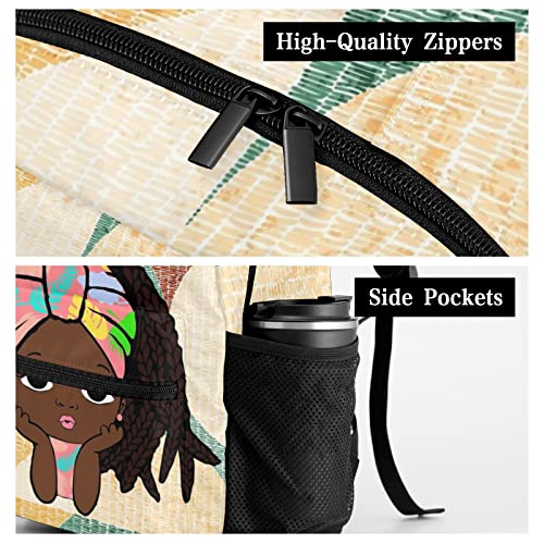 Liveweike African Tribal Afro Girl Personalized Kids Backpack with Name Teen Girl Boy Primary School Travel Bag