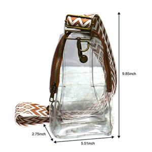 NECARSIN Clear Bag Stadium Approved Sling Bag for Women,Crossbody Bag Guitar Strap Casual Small PVC Daypack for Traveling Hiking