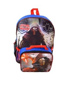 boys star wars episode 7 the force awakens large full size backpack and lunch bag for school featuring stormtrooper & kylo ren, blue/multicolor, 16″ x 13″ x 5″