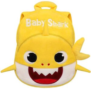 q&m novelties baby shark toddler mini backpack plush toy (yellow- baby shark)