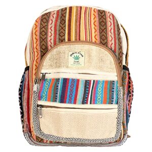 cotton and hemp backpack, 13″ himalayan hemp backpack, hiking backpack, fair trade bag, free spirit bag, hippie bag, nepali bag, boho bag