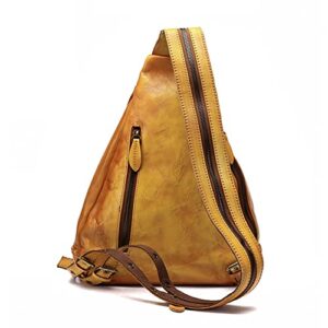 Segater Genuine Leather Sling Bag for Women Men Vintage Handmade Chest Backpack Casual Crossbody Daypack Shoulder Satchel
