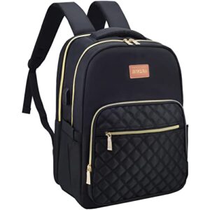 avikura laptop backpack women, womens travel backpack 15.6 inch, anti-theft work backpack waterproof backpack with charging port, college backpack school bookbag, black