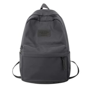 rrrwei solid color backpack simple backpack aesthetic backpack large laptop backpack for teen girls school college travel work (grey)
