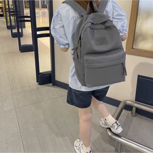 RRRWEI Solid color backpack simple backpack aesthetic backpack large laptop backpack for teen girls school college travel work (grey)