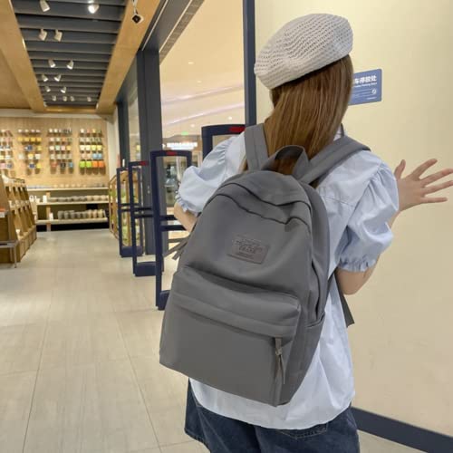 RRRWEI Solid color backpack simple backpack aesthetic backpack large laptop backpack for teen girls school college travel work (grey)