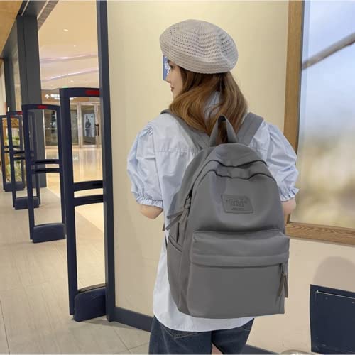 RRRWEI Solid color backpack simple backpack aesthetic backpack large laptop backpack for teen girls school college travel work (grey)