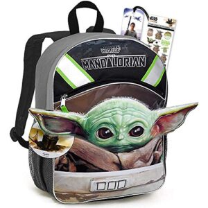 disney studio star wars mandalorian school supplies set baby yoda school bundle – large 16″ baby yoda shaped ears backpack with stickers and bookmark