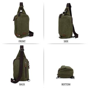 Canvas Small Sling Crossbody Backpack Shoulder Bag for Men Women Lightweight One Strap Sling Bag Backpack for Travel ARMY GREEN