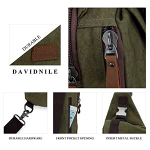 Canvas Small Sling Crossbody Backpack Shoulder Bag for Men Women Lightweight One Strap Sling Bag Backpack for Travel ARMY GREEN