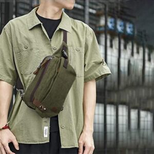 Canvas Small Sling Crossbody Backpack Shoulder Bag for Men Women Lightweight One Strap Sling Bag Backpack for Travel ARMY GREEN