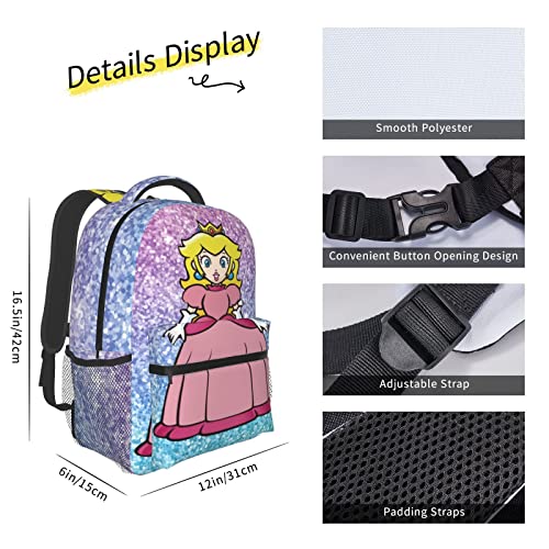 Princess Peach Backpack For Boys And Girls School Backpack For Men And Women Laptop Backpack Travel