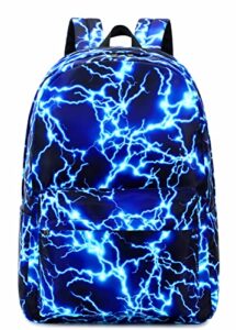 mezhsa boy school backpack elementary middle lightning bookbag laptop teenager waterproof lightweight 17 inches (blue)