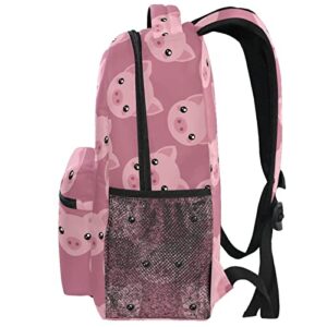 ZZKKO Cartoon Animal Pig School Backpacks Book Bag for Boys Girls Travel Hiking Camping Daypack Work Laptop Backpack Pink